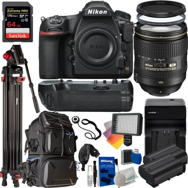 BEST SALES ORIGINAL Nikon D850 DSLR Camera with AF-S NIKKOR 24-120mm f 4G ED VR Lens & Deluxe Bundle